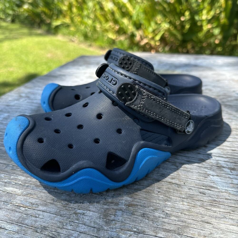 Crocs Swiftwater Clog Men's 7 blue / gray Shoes adjustable strap water 890